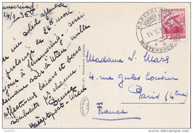 Autriche - Semmering / Villa Meran Schneeberg / Postal Mark 1936 - Semmering