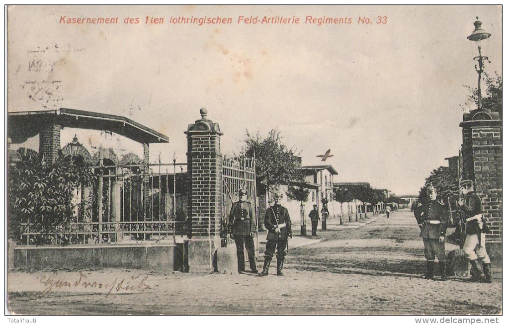 METZ Montigny Kaserne 1. Feld Artillerie Regiment Lothringen No 33 Pickelhaube 12.8.1909 Gelaufen - Metz Campagne