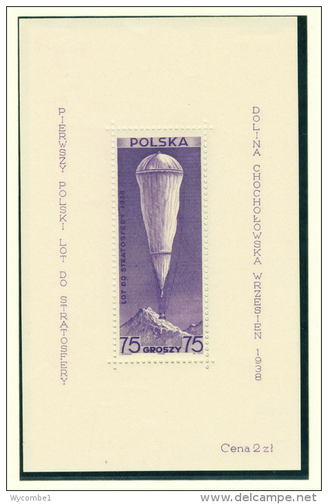 POLAND  -  1938  Stratosphere Balloon  Miniature Sheet  Mounted Mint - Neufs