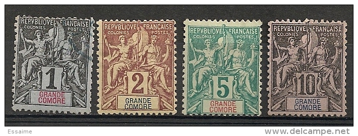 Grande Comore. 1897. N° 1,2,4,5. Oblit, Neuf (*) Et * - Andere & Zonder Classificatie