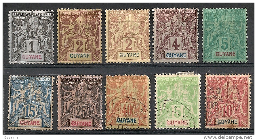 Guyane Française. 1892. Entre N° 30 Et 44. Oblit. Et Neuf * (n° 39 Dentelure Défectueuse, Non Compté) - Other & Unclassified