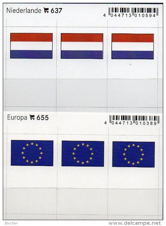 In Farbe 2x3 Flaggen-Sticker Niederlande+EU 7€ Kennzeichnung Alben Karten Sammlungen LINDNER 637+655 Flag Nederland CEPT - Materiaal