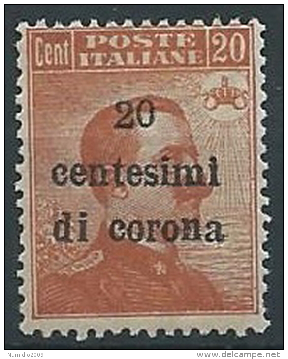 1919 TRENTO E TRIESTE EFFIGIE 20 CENT MNH ** - ED218-2 - Trentin & Trieste