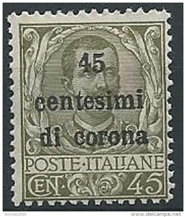 1919 TRENTO E TRIESTE FLOREALE 45 CENT MNH ** - ED218-3 - Trentino & Triest
