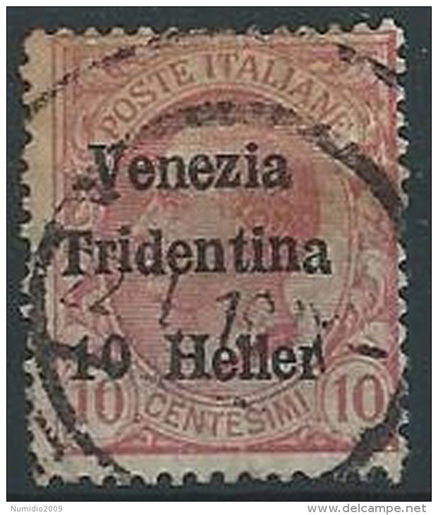 1918 TRENTINO ALTO ADIGE USATO EFFIGIE 10 H - ED223 - Trento