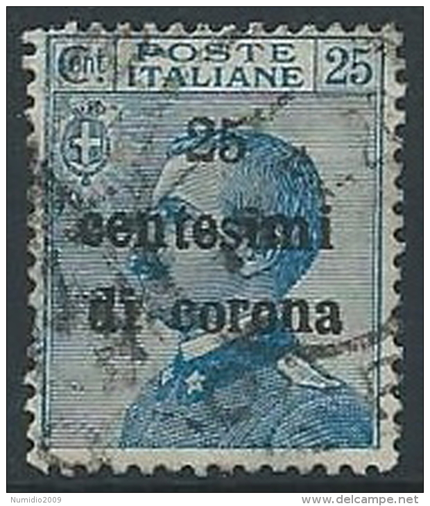 1919 TRENTO E TRIESTE USATO EFFIGIE 25 CENT - ED226-4 - Trentino & Triest