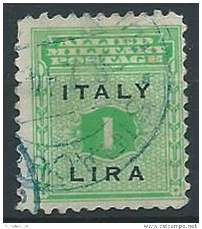 1943 OCCUPAZIONE ANGLO AMERICANA USATO SICILIA 1 LIRA - ED229 - Occ. Anglo-américaine: Sicile