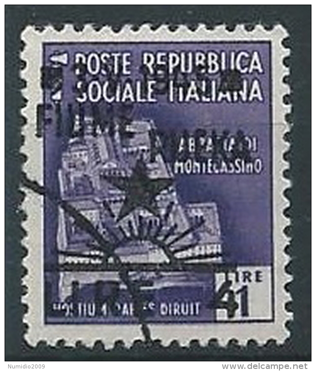 1945 OCCUPAZIONE JUGOSLAVA FIUME USATO 4 SU 1 LIRA - ED230 - Yugoslavian Occ.: Fiume