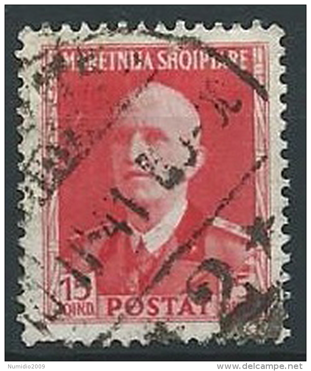 1939-40 ALBANIA USATO EFFIGIE 15 Q - ED231-4 - Albanie