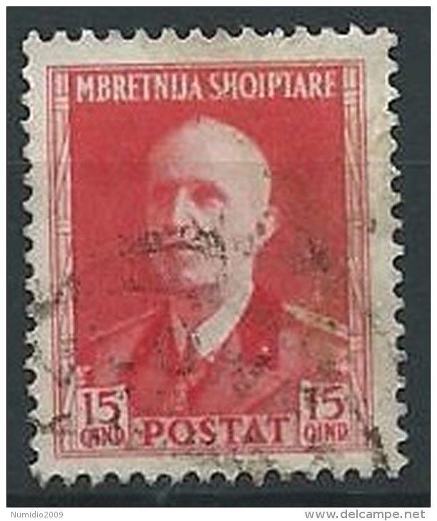 1939-40 ALBANIA USATO EFFIGIE 15 Q - ED231-5 - Albania