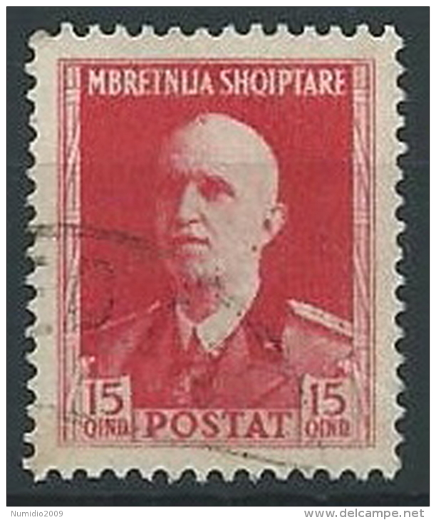 1939-40 ALBANIA USATO EFFIGIE 15 Q - ED231-6 - Albania