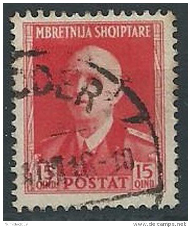 1939-40 ALBANIA USATO EFFIGIE 15 Q - ED231-11 - Albanie