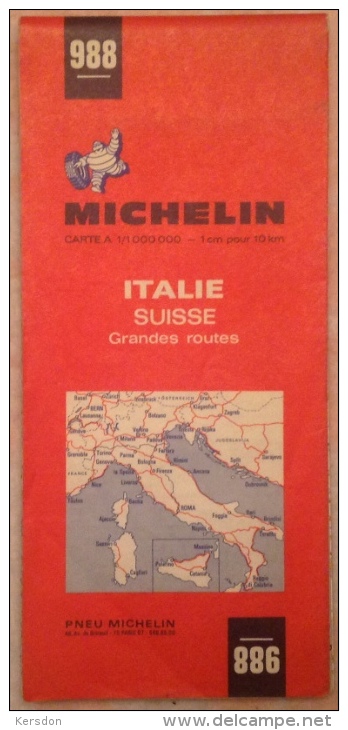 Carte MICHELIN 988 - Italie / Suisse Grandes Routes - Other & Unclassified