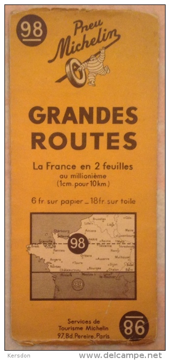 Carte MICHELIN 98 - Grandes Routes - Other & Unclassified