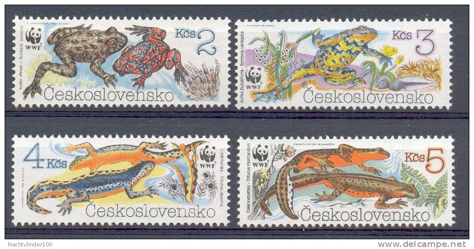 Mui085s WWF FAUNA AMFIBIE PAD SALAMANDER TOAD NEWT AMPHIBIAN SCHUNKE MOLCH CESKOSLOVENSKO 1989 PF/MNH - Verzamelingen & Reeksen