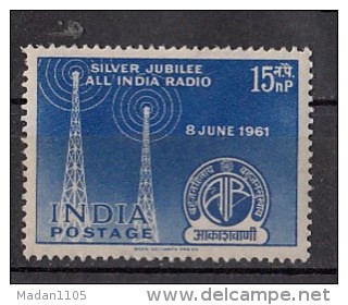 INDIA, 1961,  All India Radio, Transmitting Aerials, Science, Physics, Waves,  MNH, (**) - Unused Stamps