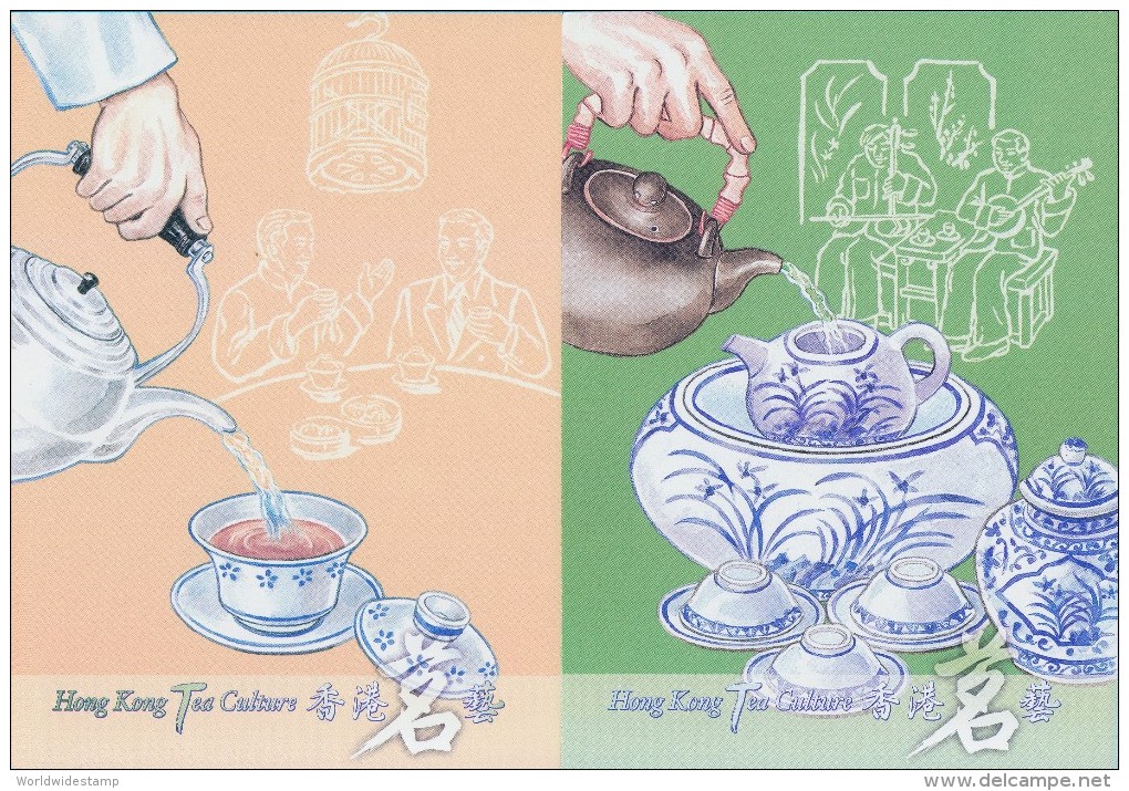 Hong Kong Postage Prepaid Picture Card: 2001 Hong Kong Tea Culture GPO No. 1 Postmark HK132774 - Entiers Postaux