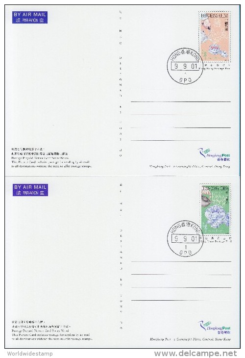 Hong Kong Postage Prepaid Picture Card: 2001 Hong Kong Tea Culture GPO No. 1 Postmark HK132774 - Postwaardestukken