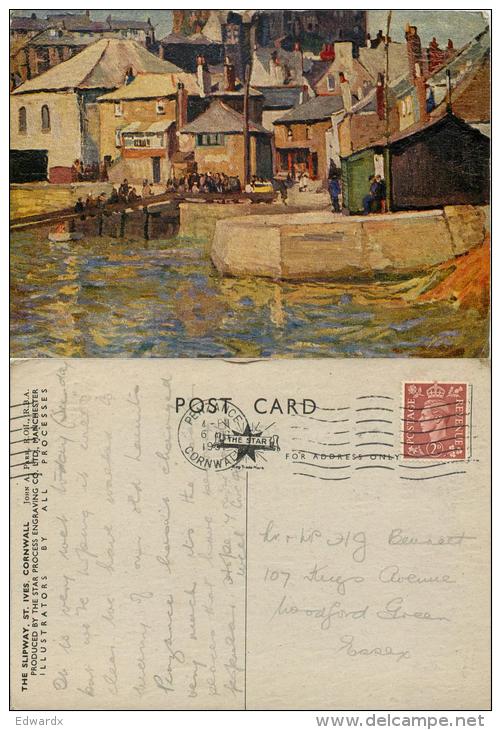 Harbour, St Ives, Cornwall, England Postcard Posted 1951 Stamp John A Park Star Textured Art Card - St.Ives