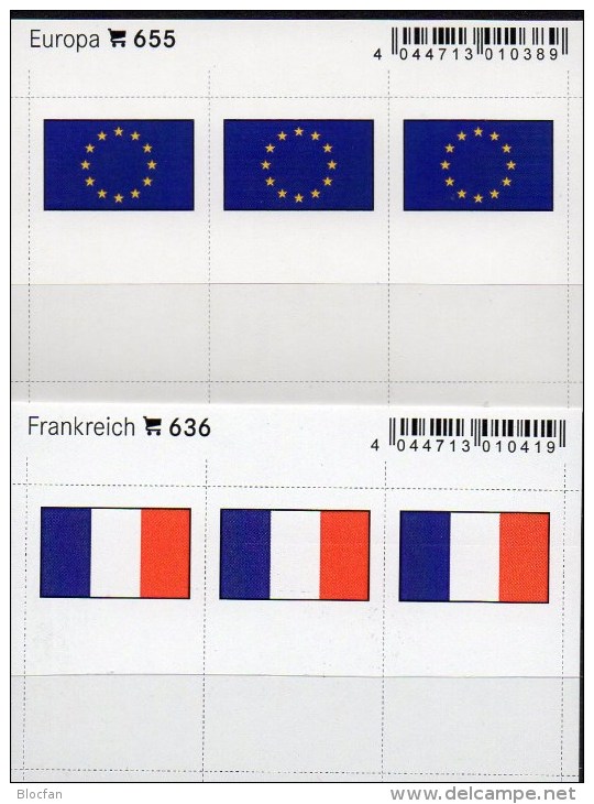 In Farbe 2x3 Flaggen-Sticker Frankreich+EU 7€ Kennzeichnung An Alben Karten Sammlungen LINDNER 655+636 Flags FRANCE CEPT - Materiaal