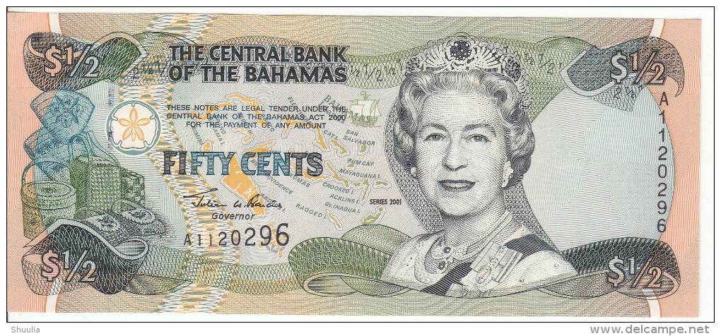 Bahamas 1/2 Dollars 2001 Pick 68 UNC - Bahamas