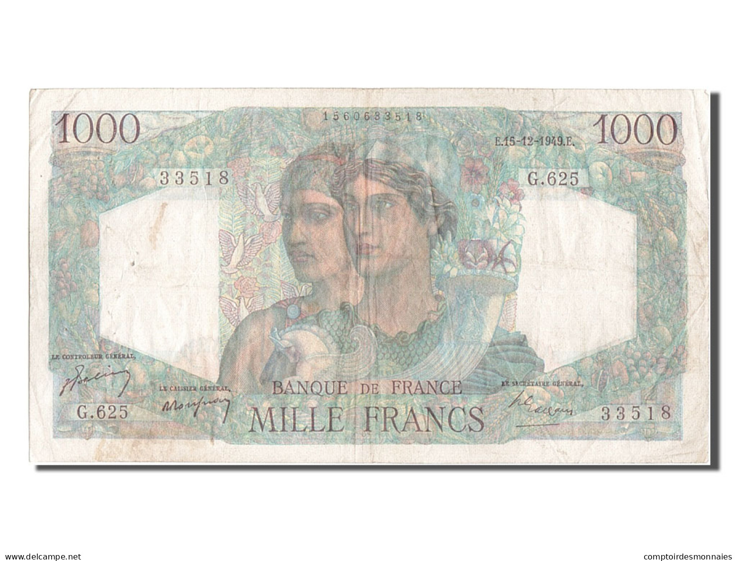 Billet, France, 1000 Francs, 1 000 F 1945-1950 ''Minerve Et Hercule'', 1949 - 1 000 F 1945-1950 ''Minerve Et Hercule''