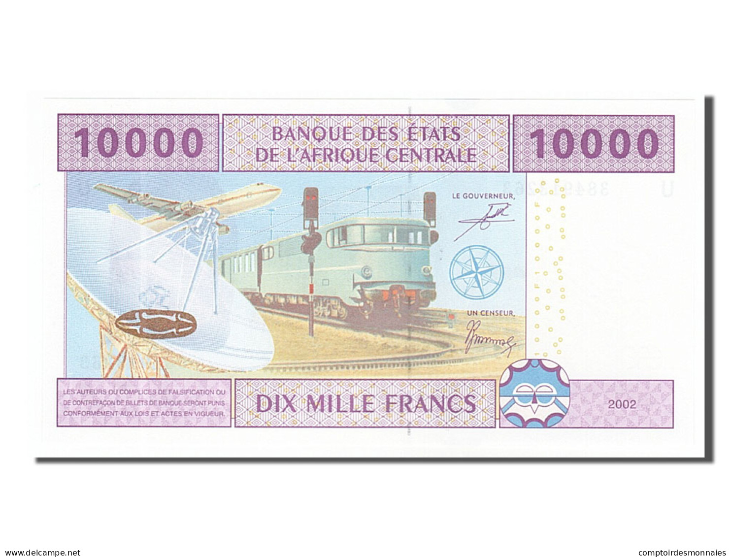 Billet, États De L'Afrique Centrale, 10,000 Francs, 2002, NEUF - Kameroen