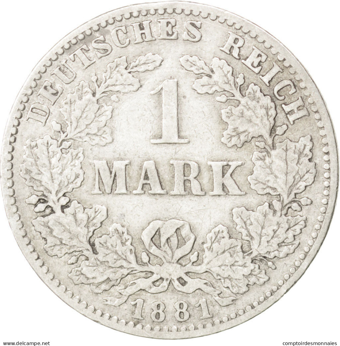 Monnaie, GERMANY - EMPIRE, Wilhelm I, Mark, 1881, Hambourg, TTB, Argent, KM:7 - 1 Mark