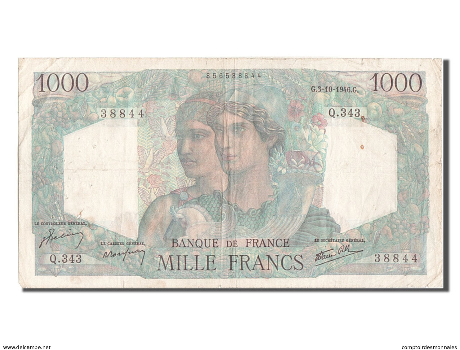 Billet, France, 1000 Francs, 1 000 F 1945-1950 ''Minerve Et Hercule'', 1946 - 1 000 F 1945-1950 ''Minerve Et Hercule''