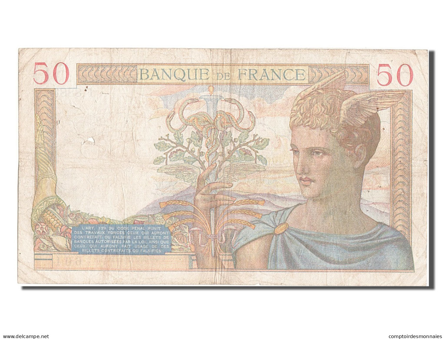 Billet, France, 50 Francs, 50 F 1934-1940 ''Cérès'', 1938, 1938-10-27, TB+ - 50 F 1934-1940 ''Cérès''