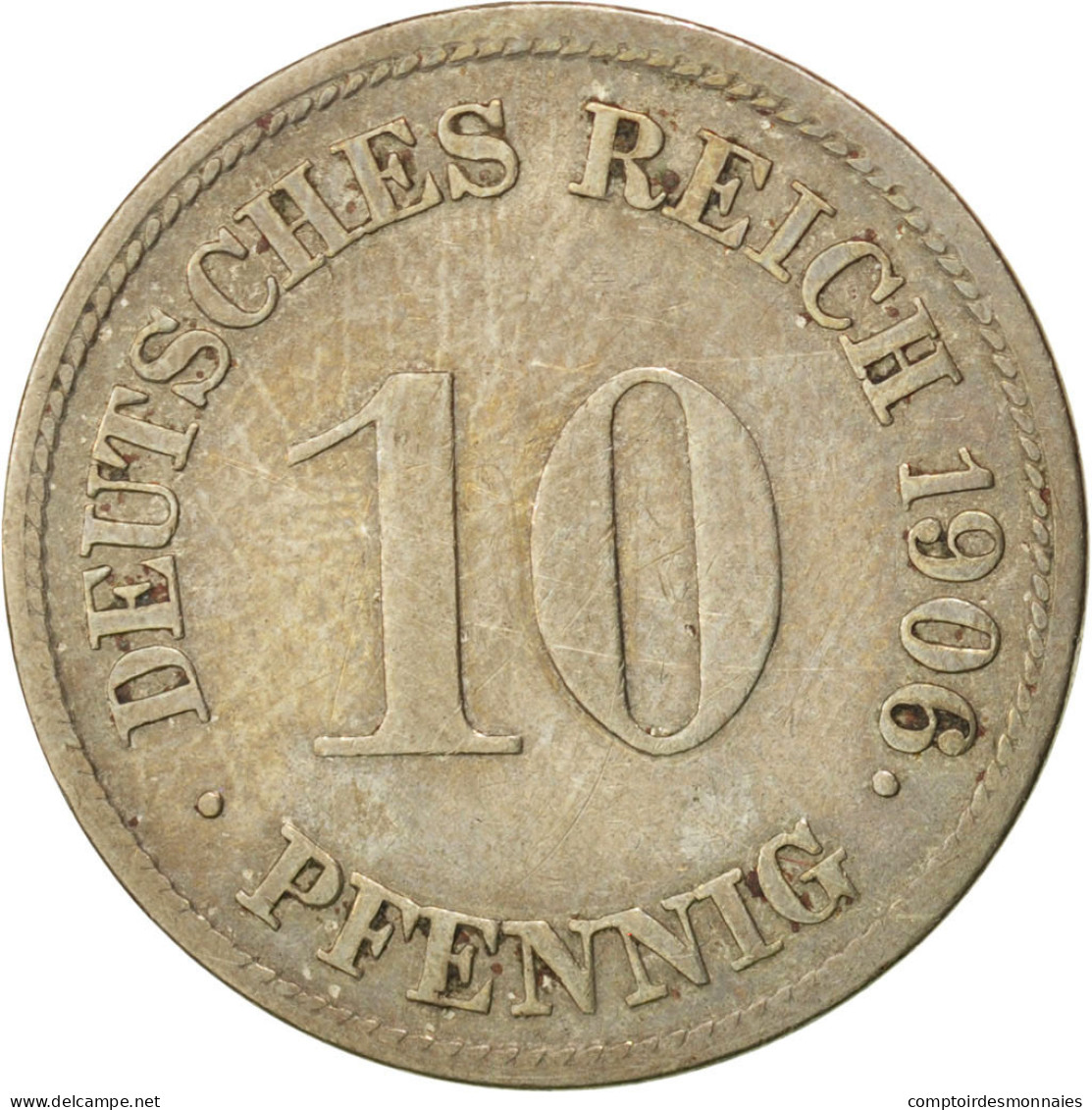 Monnaie, GERMANY - EMPIRE, Wilhelm II, 10 Pfennig, 1906, Karlsruhe, TTB - 10 Pfennig