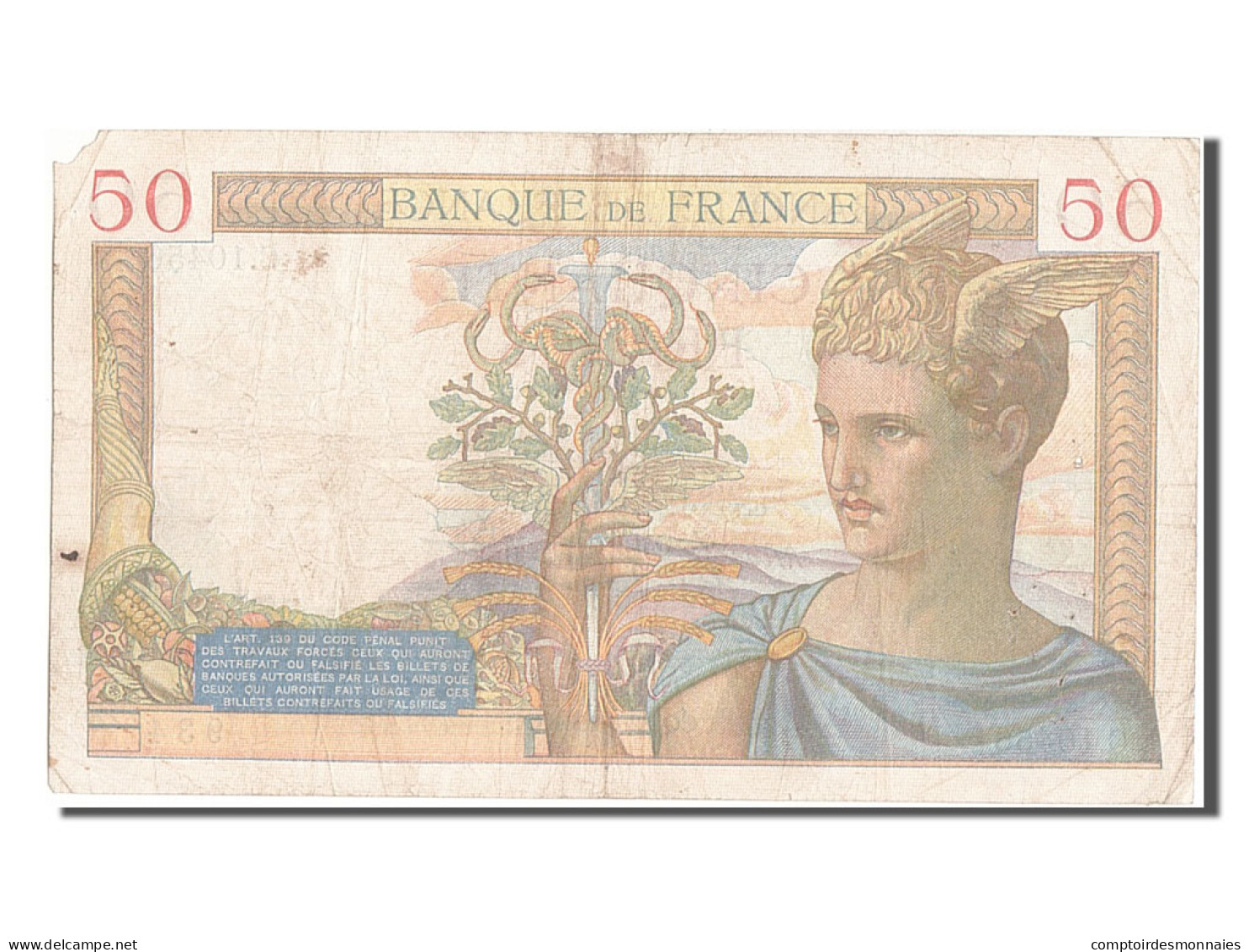 Billet, France, 50 Francs, 50 F 1934-1940 ''Cérès'', 1939, 1939-06-22, TB - 50 F 1934-1940 ''Cérès''