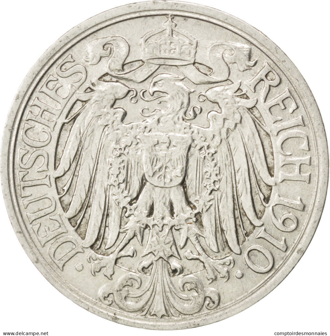 Monnaie, GERMANY - EMPIRE, Wilhelm II, 25 Pfennig, 1910, Muldenhütten, TTB+ - 25 Pfennig