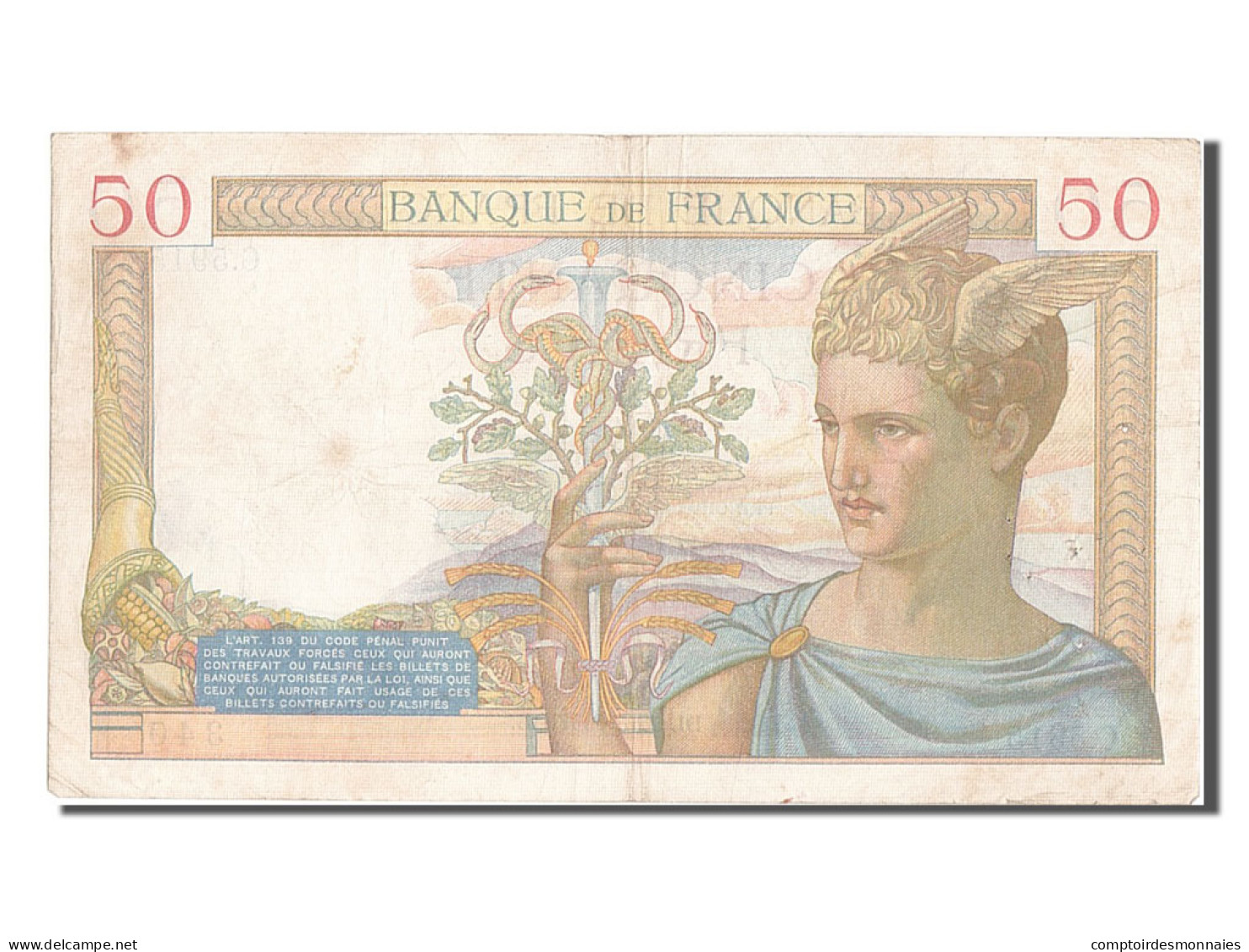 Billet, France, 50 Francs, 50 F 1934-1940 ''Cérès'', 1937, 1937-03-25, TTB - 50 F 1934-1940 ''Cérès''