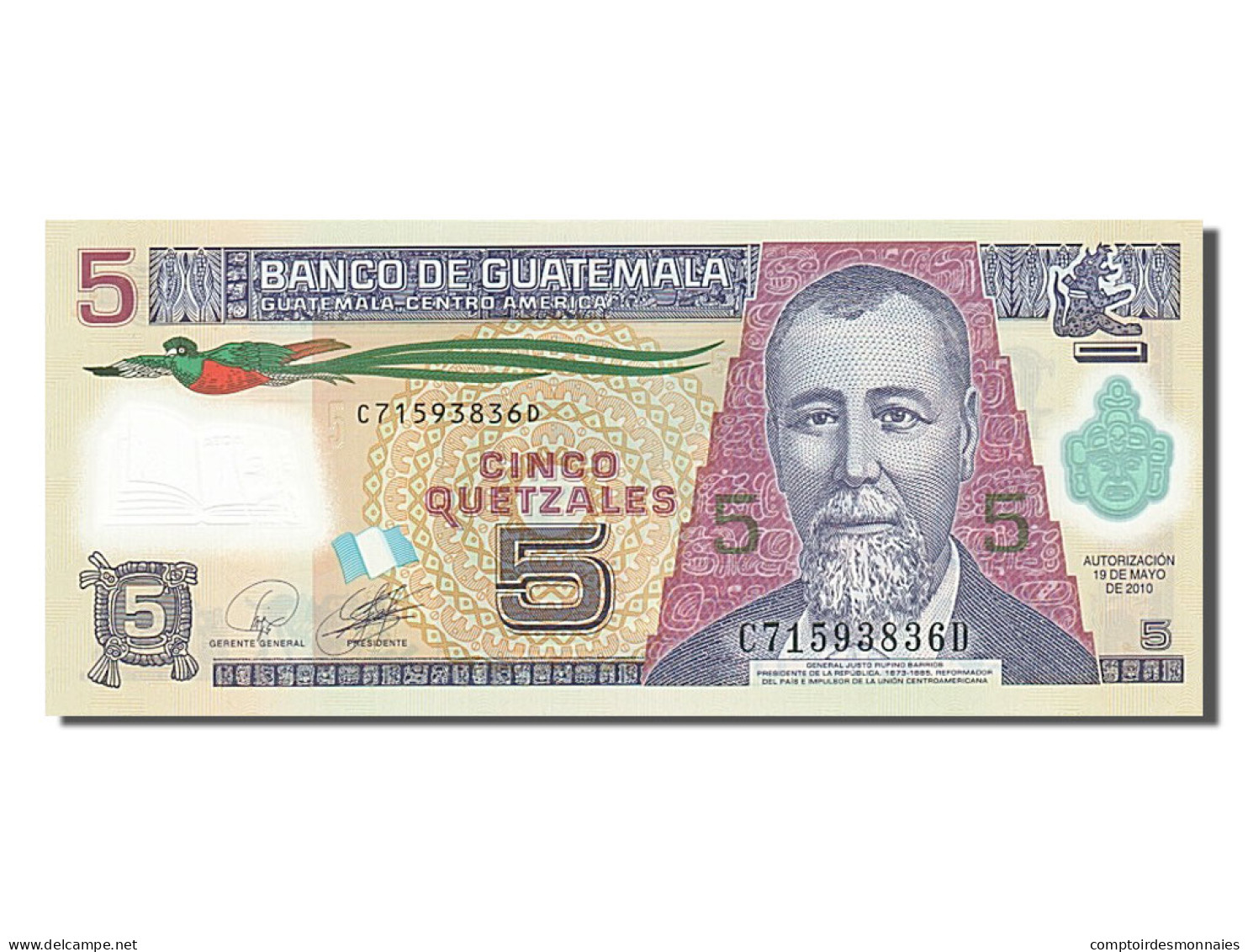 Billet, Guatemala, 5 Quetzales, 2010, 2010-05-19, NEUF - Guatemala