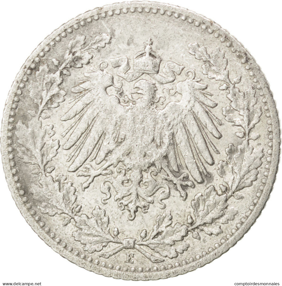 Monnaie, GERMANY - EMPIRE, 1/2 Mark, 1907, Muldenhütten, TB+, Argent, KM:17 - 1/2 Mark