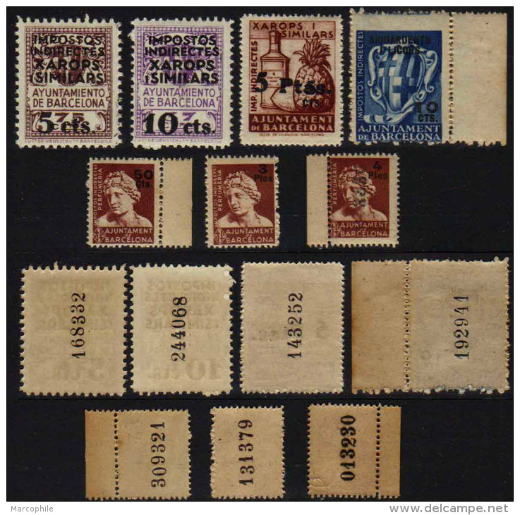 ESPAGNE - ESPANA / LOT DE 7 TIMBRES FISCAUX ANCIENS TOUS  DIFFERENTS **  (ref 3533a) - Fiscales