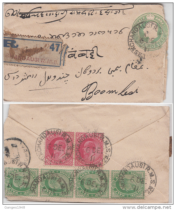 India  KE  1/2A  Postal Stationery Cover  # 82081   Inde Indien - 1902-11 King Edward VII