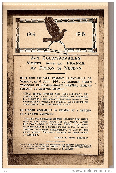 57 - Vaux- Guerre De 1914- Fort De Vaux-Colombophiles-Colone L RAYNAL- Pigeon Voyageurs-Carnet De 15 Cartes-Bel état - - Other & Unclassified