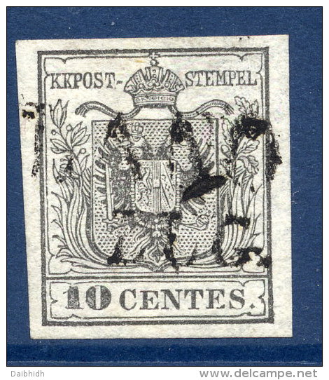 AUSTRIA: LOMBARDY VENETIA 1850 10 Cmi. Silver-grey With Good Margins, Used - Used Stamps