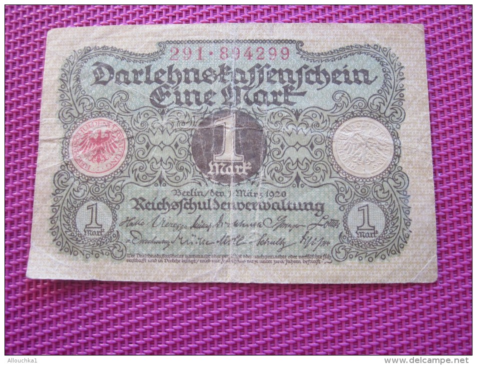 Note Bank  Banca Billet De Banque Bankrépublique Weimar Allemagne Deutschland 1 Mark - 1 Mark