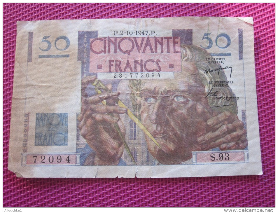 Note Bank  Banca Billet De Banque Bank De France 50 Fr. 1947 Le Verrier Neptune - 50 F 1946-1951 ''Le Verrier''