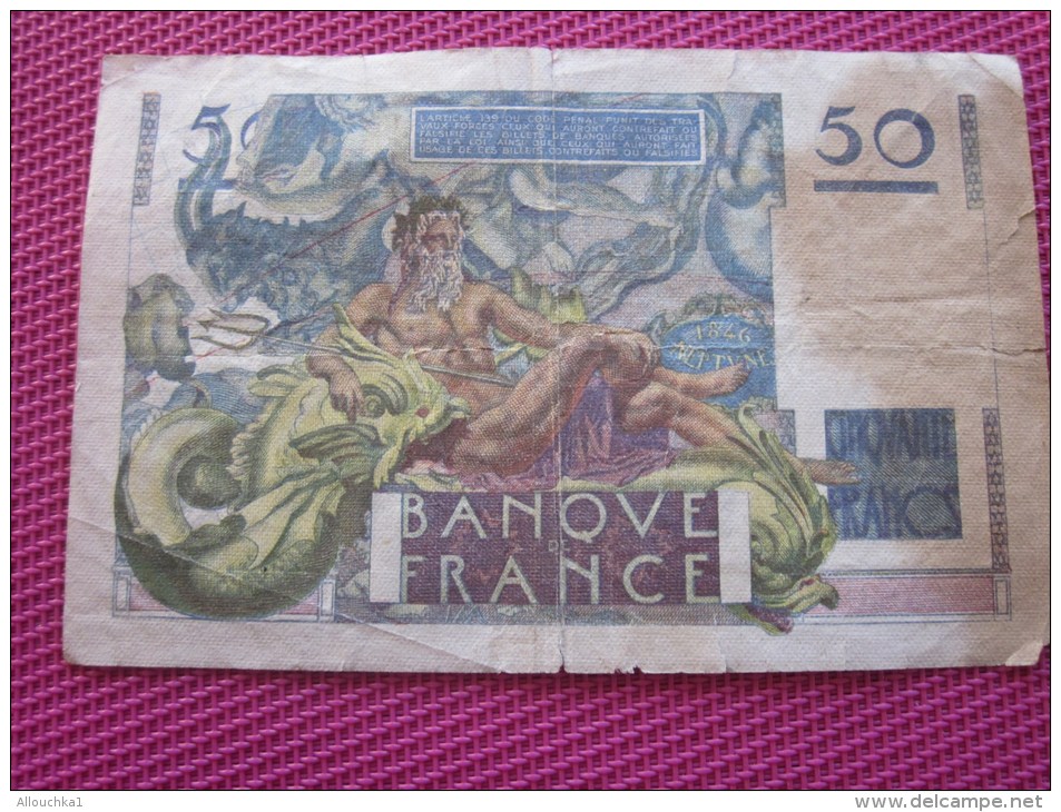 Note Bank  Banca Billet De Banque Bank De France 50 Fr. 1947 Le Verrier Neptune - 50 F 1946-1951 ''Le Verrier''