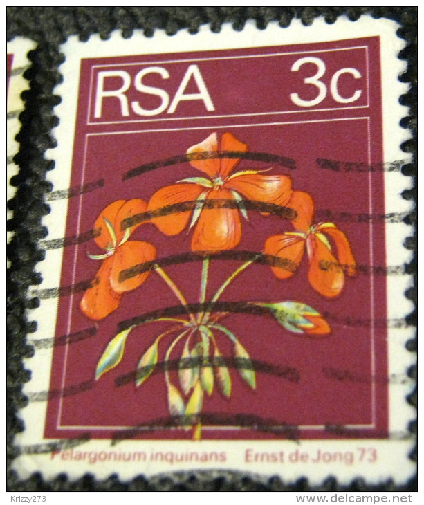 South Africa 1974 Pelargonium Inquinans Flower 3c - Used - Oblitérés