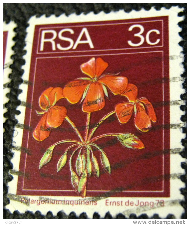 South Africa 1974 Pelargonium Inquinans Flower 3c - Used - Oblitérés