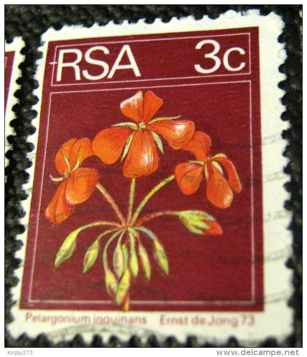 South Africa 1974 Pelargonium Inquinans Flower 3c - Used - Oblitérés