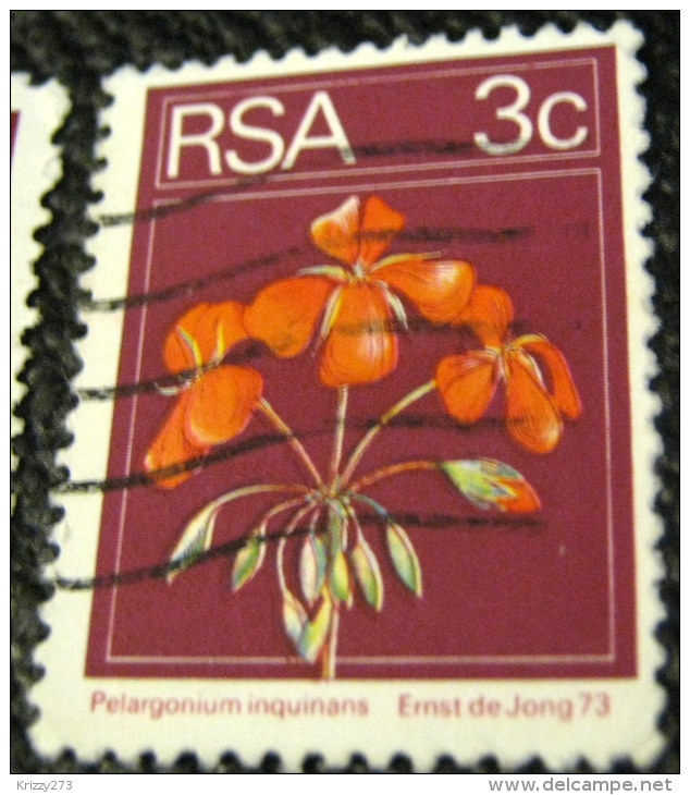 South Africa 1974 Pelargonium Inquinans Flower 3c - Used - Oblitérés