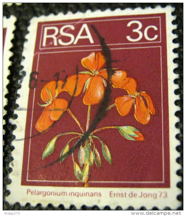 South Africa 1974 Pelargonium Inquinans Flower 3c - Used - Oblitérés