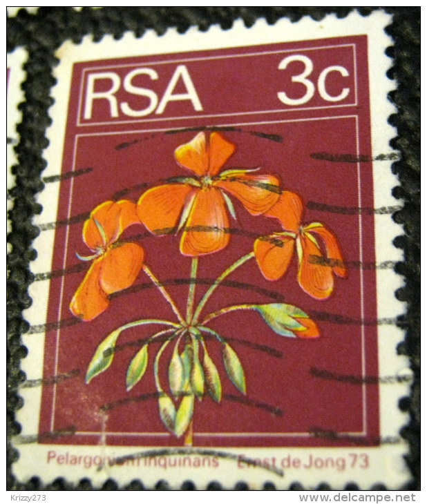 South Africa 1974 Pelargonium Inquinans Flower 3c - Used - Oblitérés