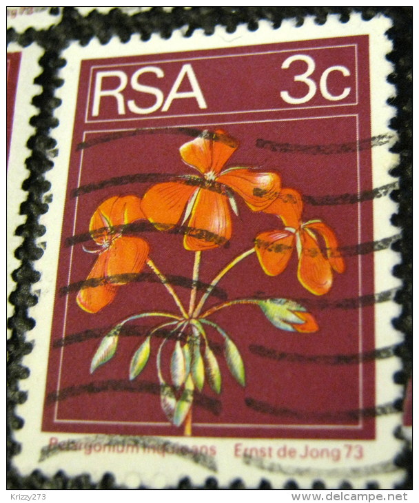 South Africa 1974 Pelargonium Inquinans Flower 3c - Used - Oblitérés